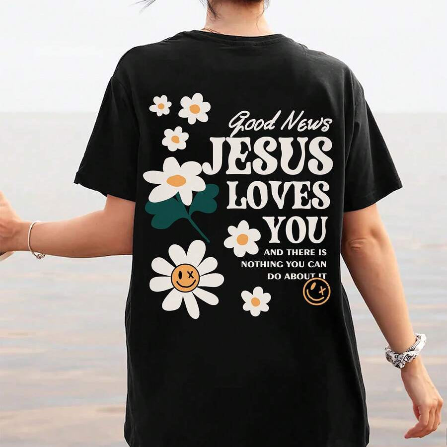 T-shirt à col ras JESUS LOVES YOU