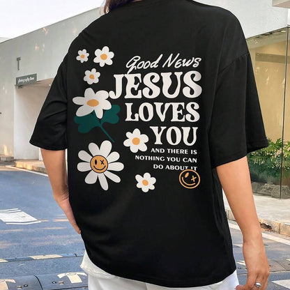 T-shirt à col ras JESUS LOVES YOU