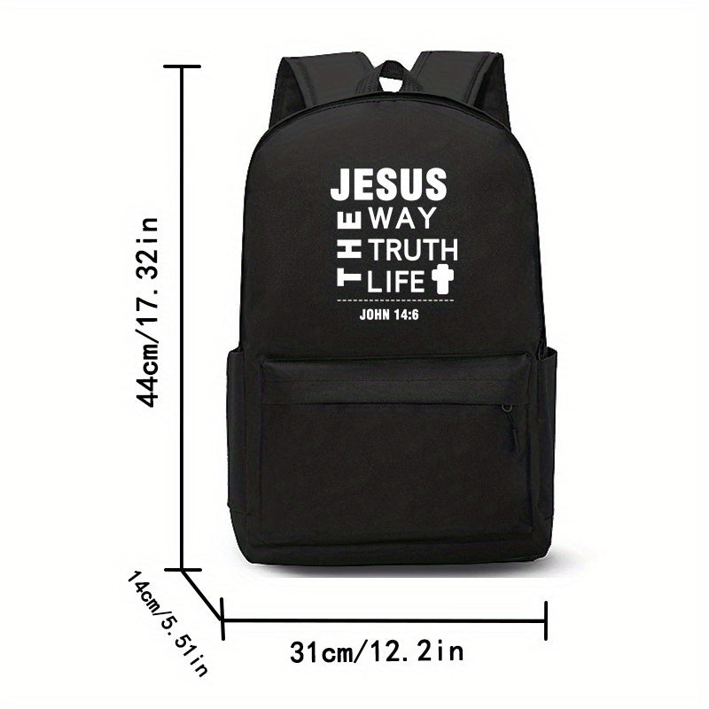 Sac à dos imprimé "Jesus Way Truth Life" - Fermeture à glissière