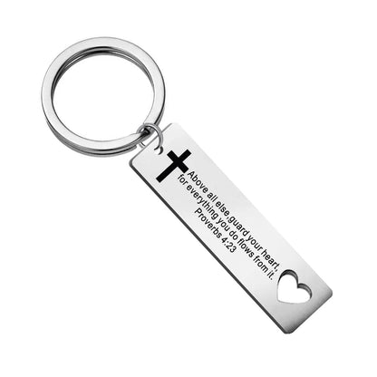 With God - Engraved Stainless Steel Keychain, Religious Gift, Faith Keyring, Church Gift, Christian Gifts Key chains