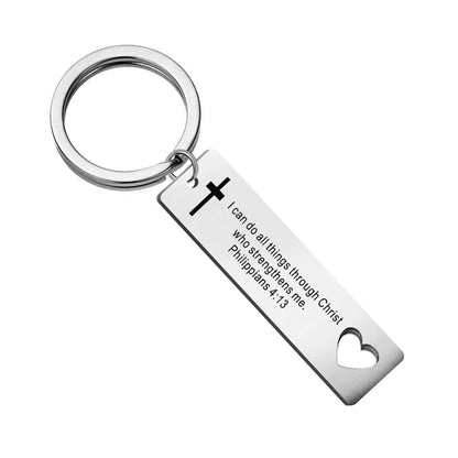 With God - Engraved Stainless Steel Keychain, Religious Gift, Faith Keyring, Church Gift, Christian Gifts Key chains