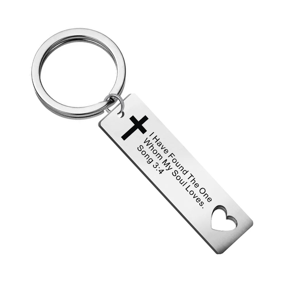 With God - Engraved Stainless Steel Keychain, Religious Gift, Faith Keyring, Church Gift, Christian Gifts Key chains