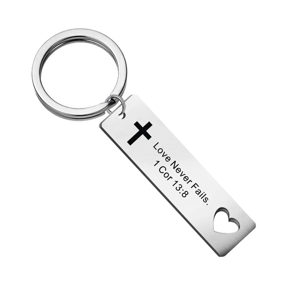 With God - Engraved Stainless Steel Keychain, Religious Gift, Faith Keyring, Church Gift, Christian Gifts Key chains