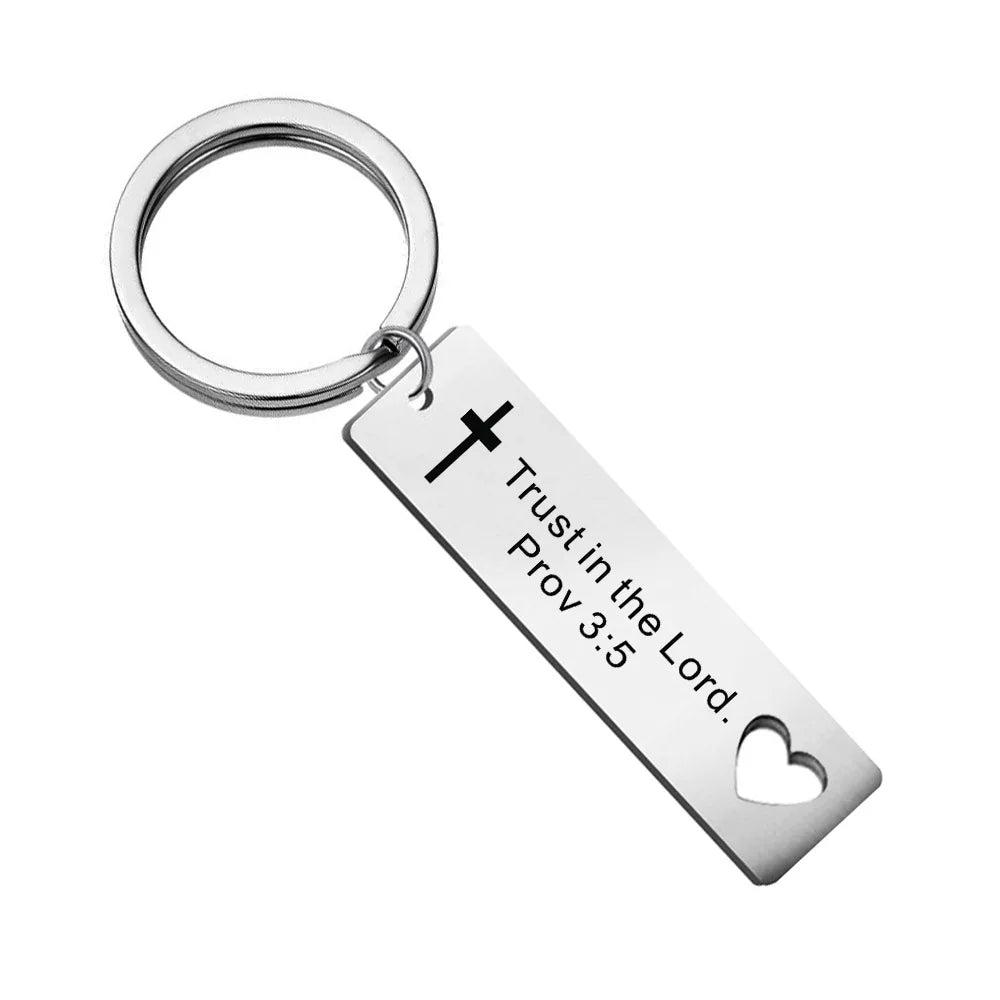 With God - Engraved Stainless Steel Keychain, Religious Gift, Faith Keyring, Church Gift, Christian Gifts Key chains