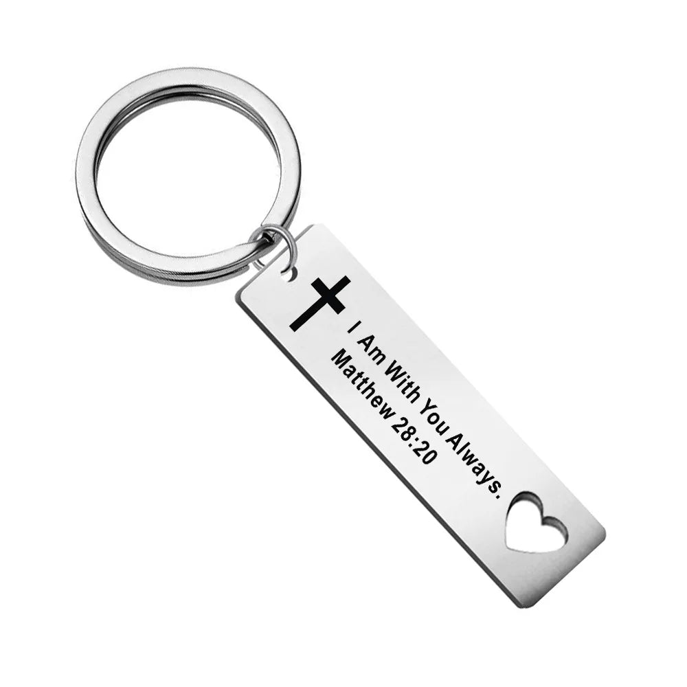 With God - Engraved Stainless Steel Keychain, Religious Gift, Faith Keyring, Church Gift, Christian Gifts Key chains