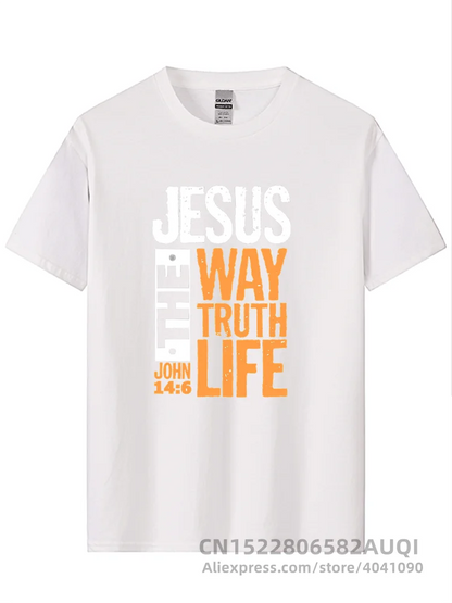 T-SHIRT homme  imprimé "Jésus Le Chemin Vérité Vie" Jean 14:6