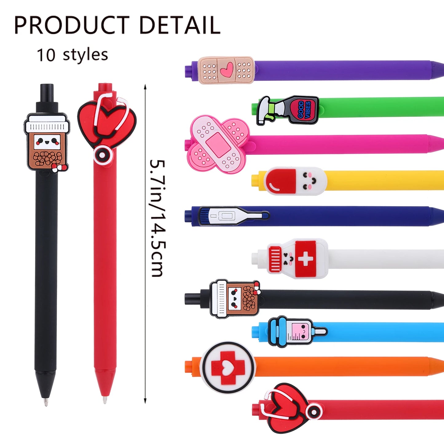 Stylos d'infirmière | Ensemble de stylos d'infirmière amusants et mignons (10 Pcs)