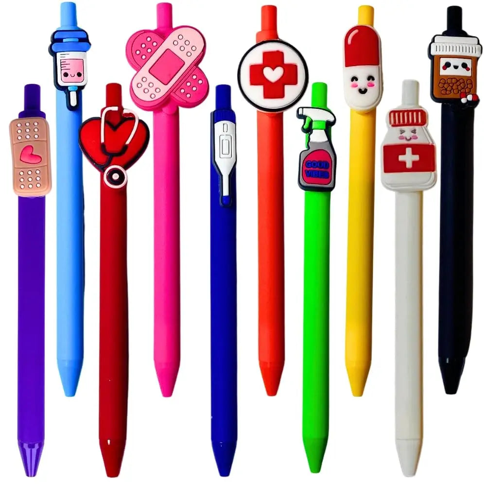 Stylos d'infirmière | Ensemble de stylos d'infirmière amusants et mignons (10 Pcs)