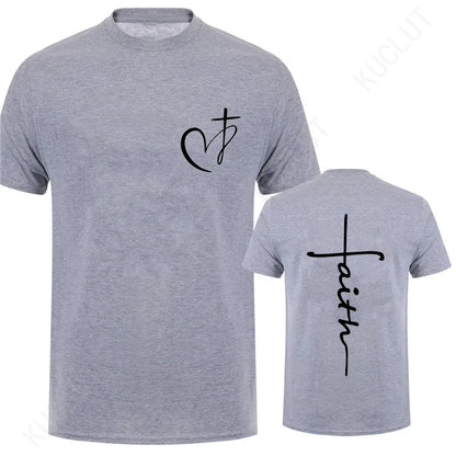 T-shirt imprimé cœur et croix pour homme