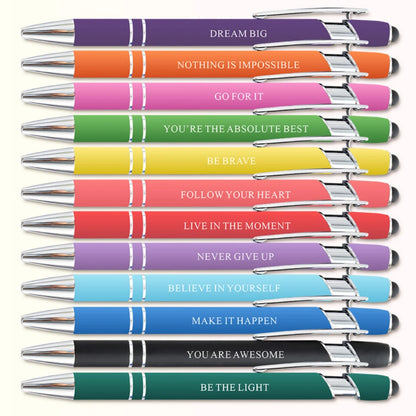 stylos à bille avec citations de motivation aux couleurs vives (12 Pcs)