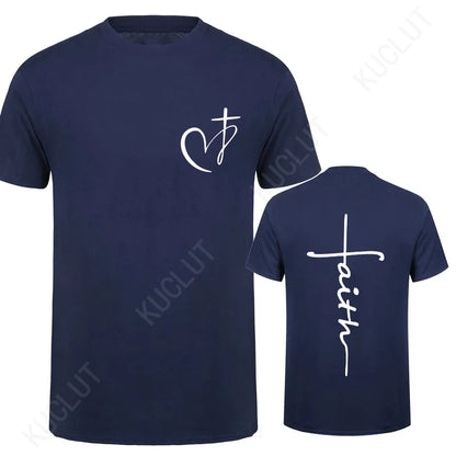 T-shirt imprimé cœur et croix pour homme