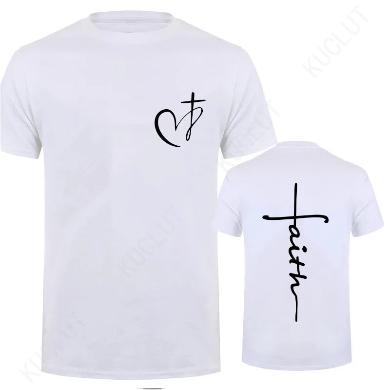 T-shirt imprimé cœur et croix pour homme