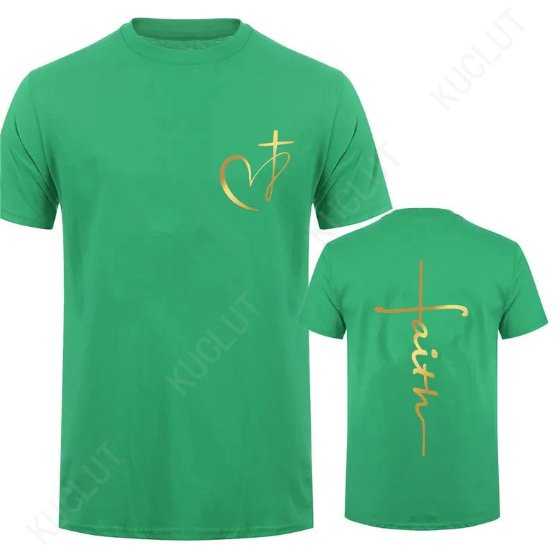 T-shirt imprimé cœur et croix pour homme