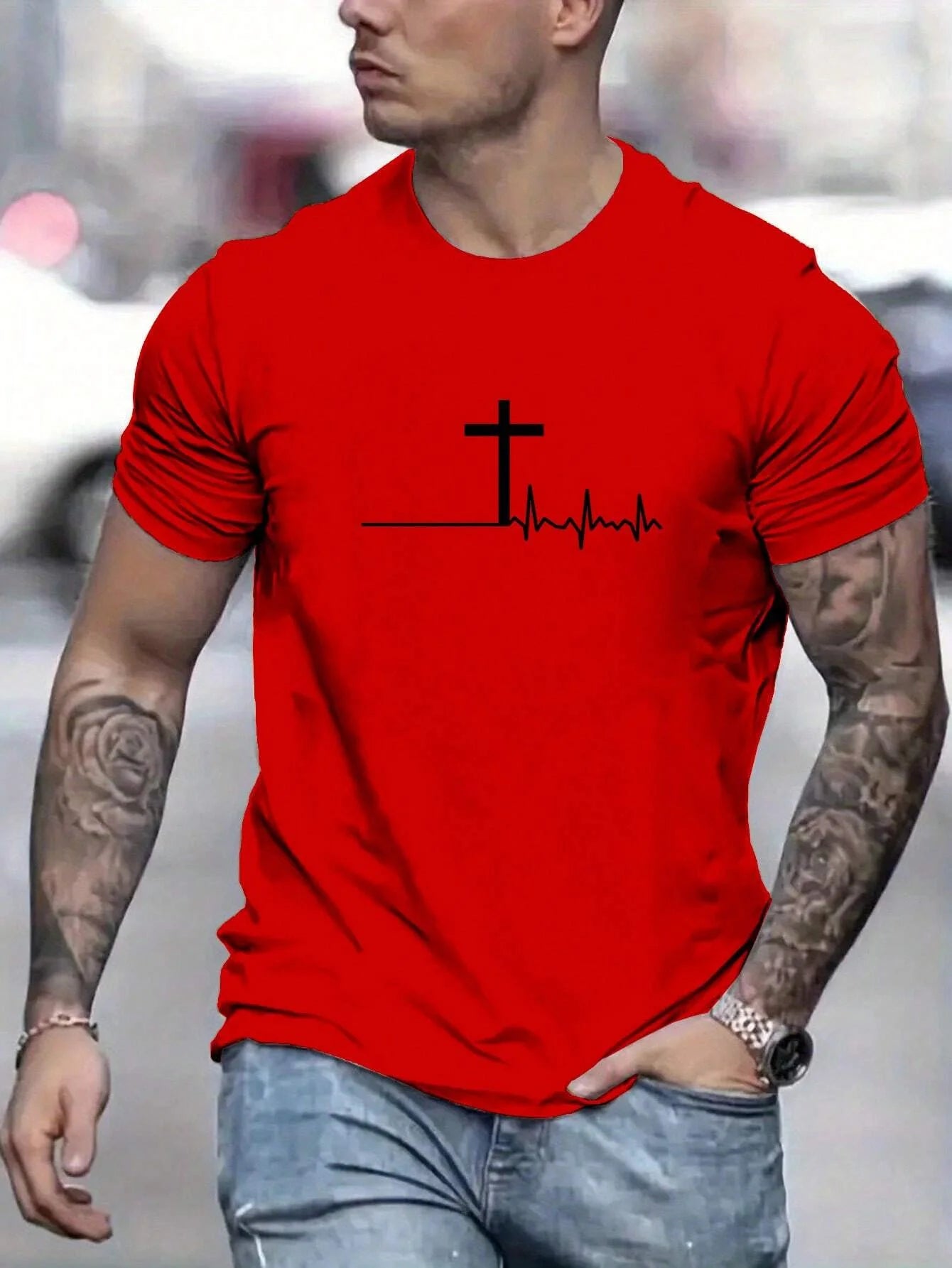 T-shirt à manches courtes et col rond pour homme