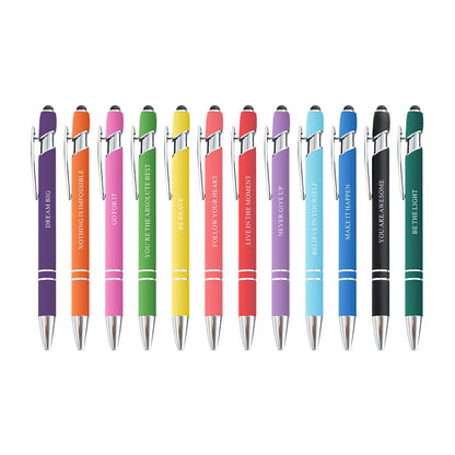 stylos à bille avec citations de motivation aux couleurs vives (12 Pcs)