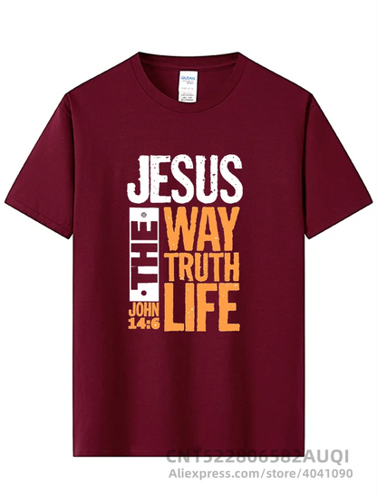 T-SHIRT homme  imprimé "Jésus Le Chemin Vérité Vie" Jean 14:6