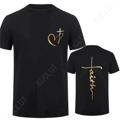 T-shirt imprimé cœur et croix pour homme