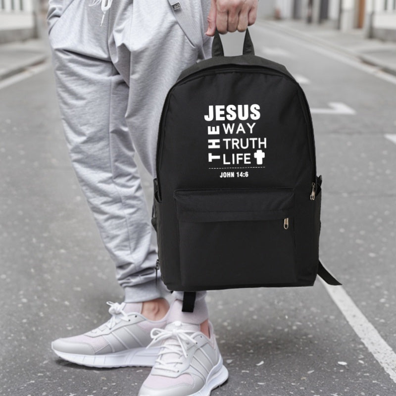 Sac à dos imprimé "Jesus Way Truth Life" - Fermeture à glissière